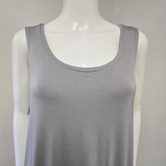 Layers Logo Lori Goldstein Tunic Tank Top Size 1X Gray Asymmetrical Stretch - Picture 2 of 6